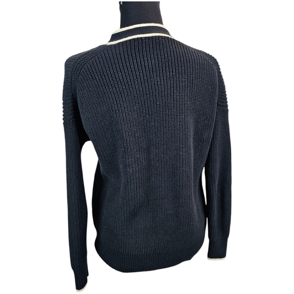 J. Crew Ribbed V-Neck Cotton Cardigan Sz XS Black Nautical Prep Old Money Staple - Picture 11 of 16